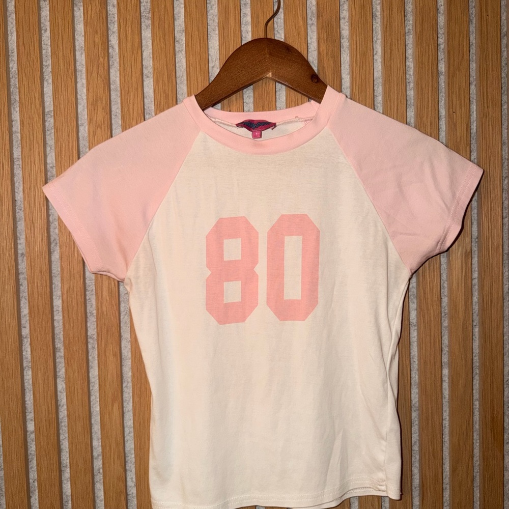 Edikted Pink and White Raglan T-Shirt